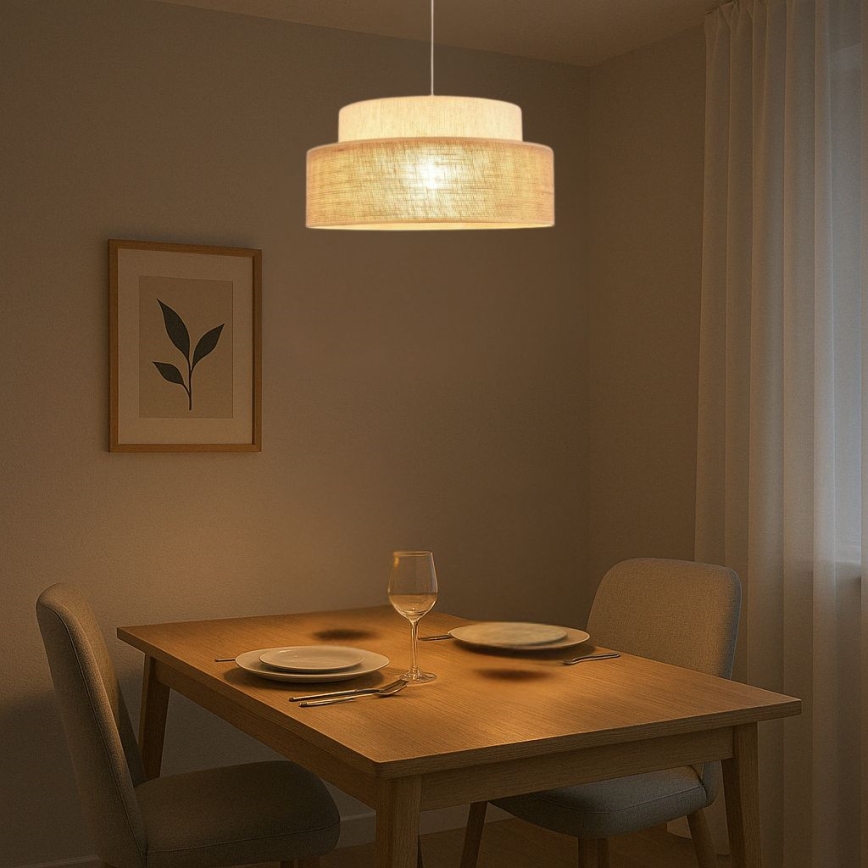 Lustra ar auklu BOHO 1xE27/60W/230V krēmkrāsa/bēša