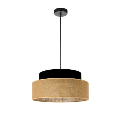 Lustra ar auklu BOHO 1xE27/60W/230V melna/bēša