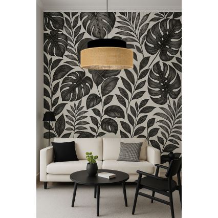 Lustra ar auklu BOHO 1xE27/60W/230V melna/bēša