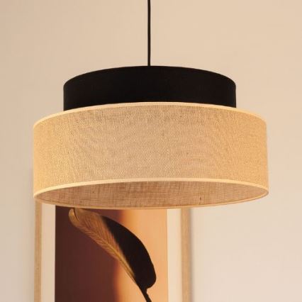 Lustra ar auklu BOHO 1xE27/60W/230V melna/bēša