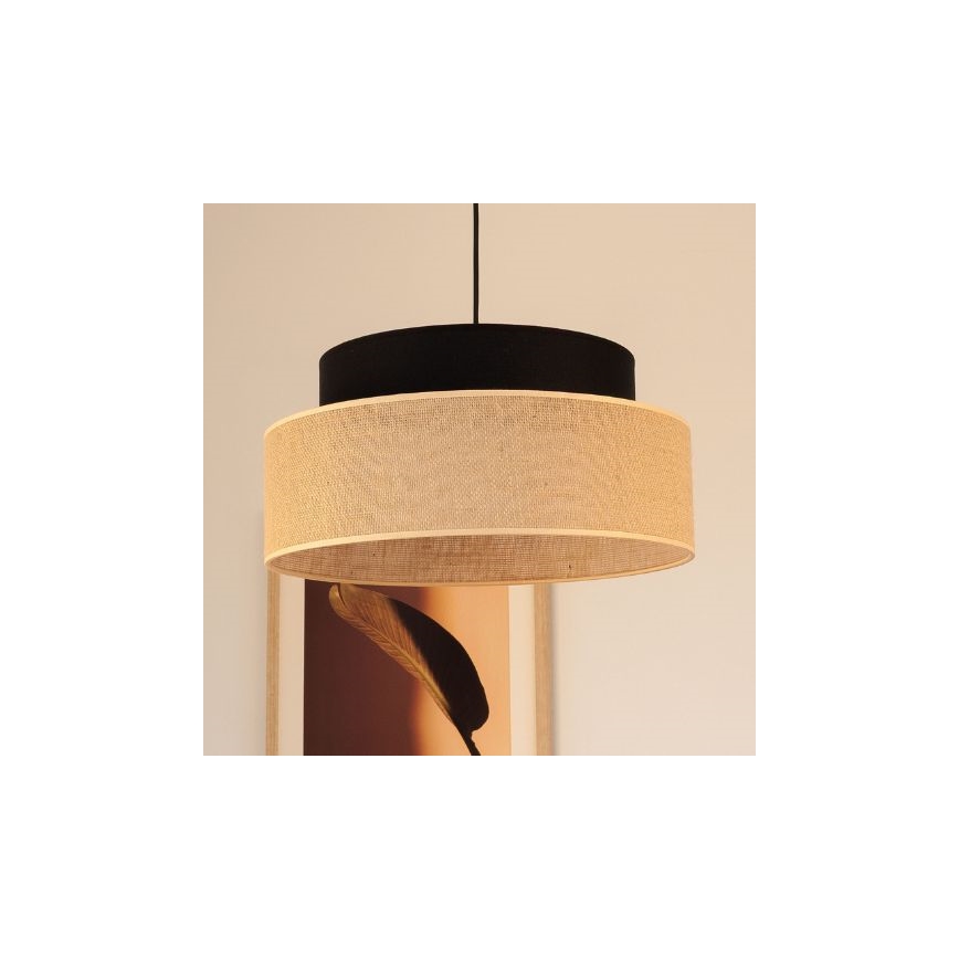 Lustra ar auklu BOHO 1xE27/60W/230V melna/bēša
