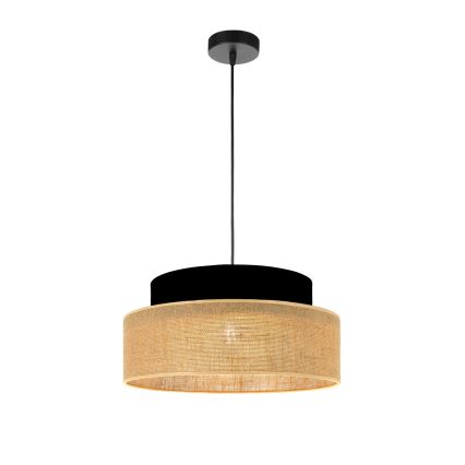 Lustra ar auklu BOHO 1xE27/60W/230V melna/bēša