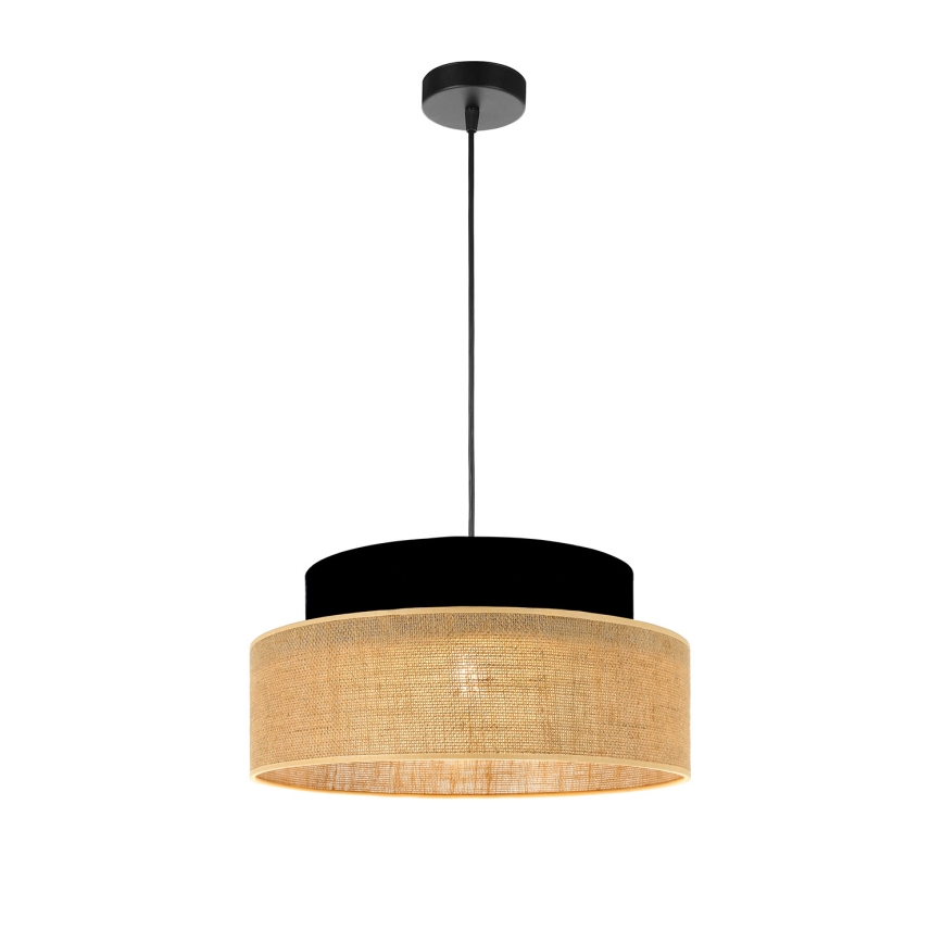 Lustra ar auklu BOHO 1xE27/60W/230V melna/bēša