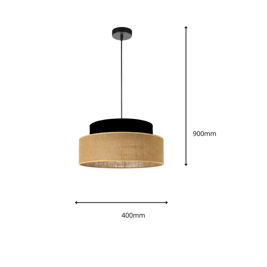 Lustra ar auklu BOHO 1xE27/60W/230V melna/bēša