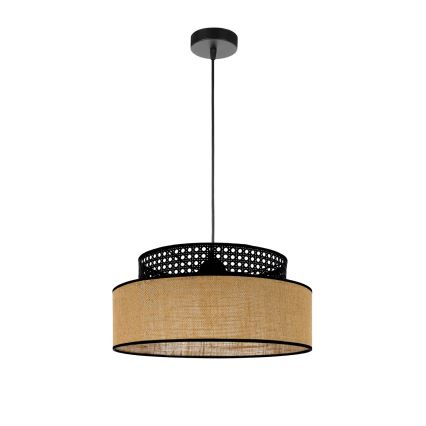 Lustra ar auklu BOHO 1xE27/60W/230V melna/rotanga