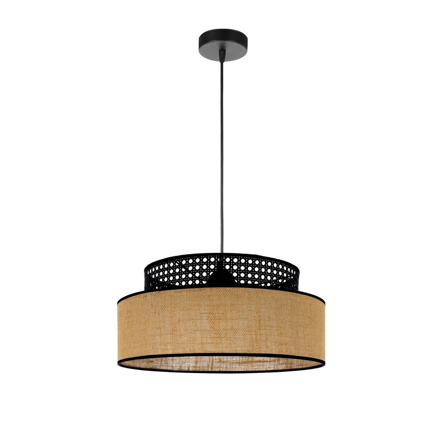 Lustra ar auklu BOHO 1xE27/60W/230V melna/rotanga