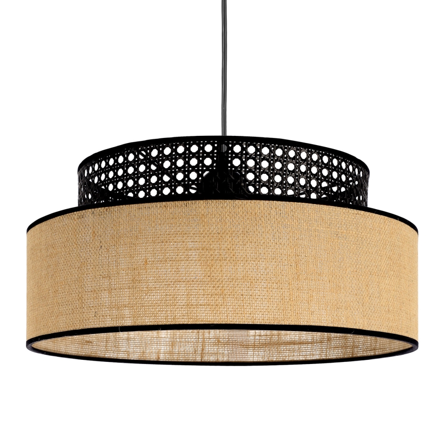 Lustra ar auklu BOHO 1xE27/60W/230V melna/rotanga