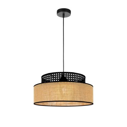 Lustra ar auklu BOHO 1xE27/60W/230V melna/rotanga
