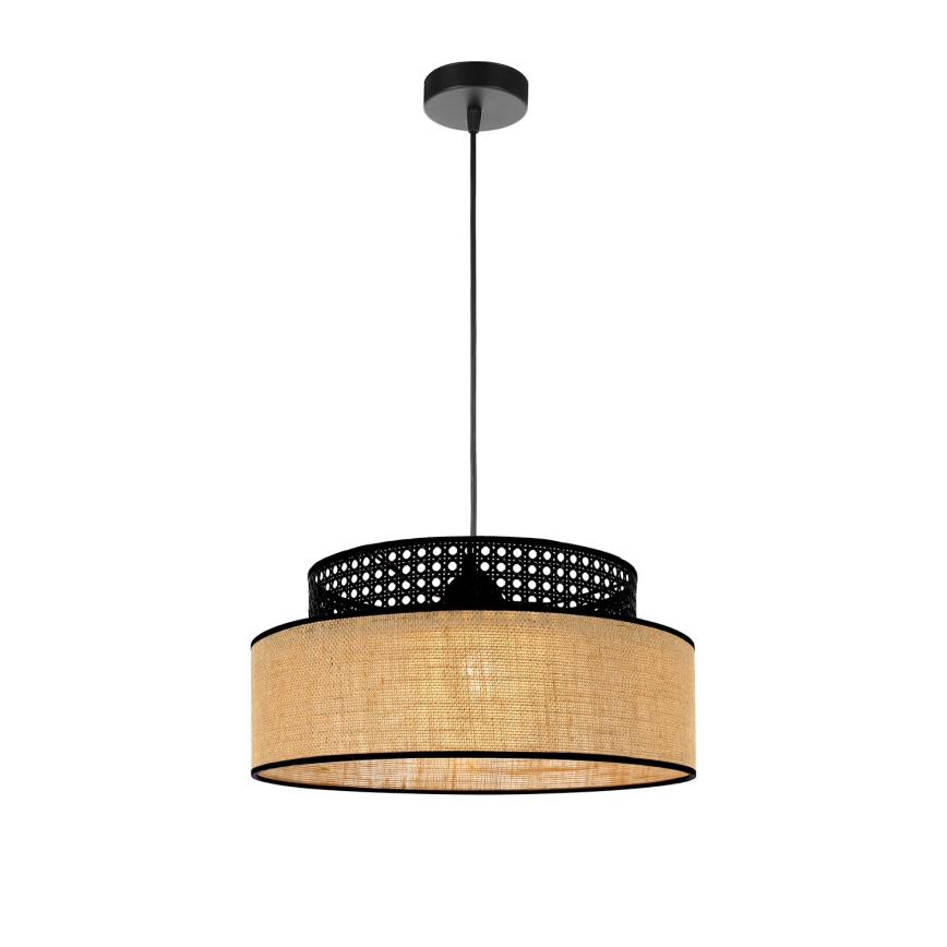 Lustra ar auklu BOHO 1xE27/60W/230V melna/rotanga