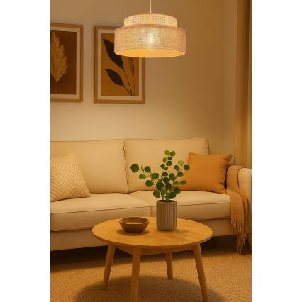 Lustra ar auklu BOHO 1xE27/60W/230V rotanga