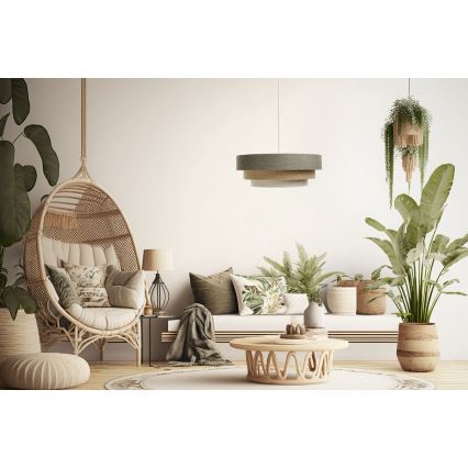 Lustra ar auklu BOHO TRINITI 1xE27/60W/230V pelēka/bēša/krēmkrāsa