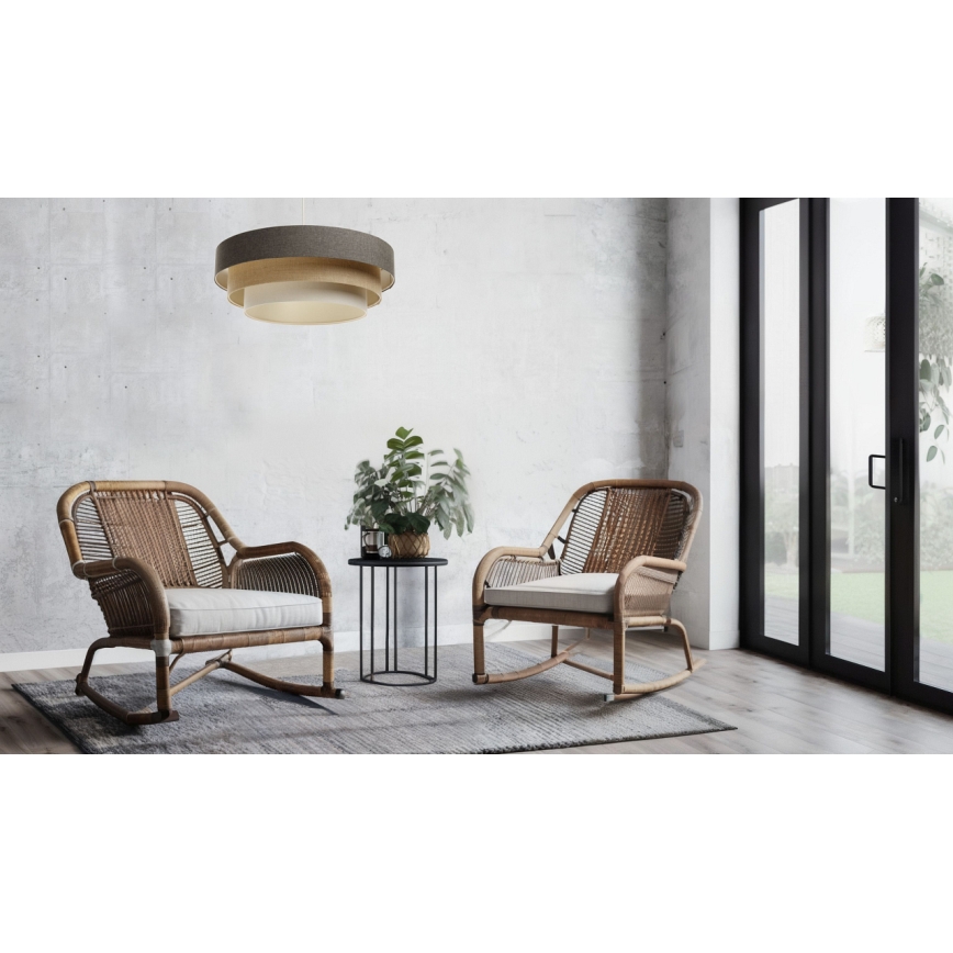 Lustra ar auklu BOHO TRINITI 1xE27/60W/230V pelēka/bēša/krēmkrāsa