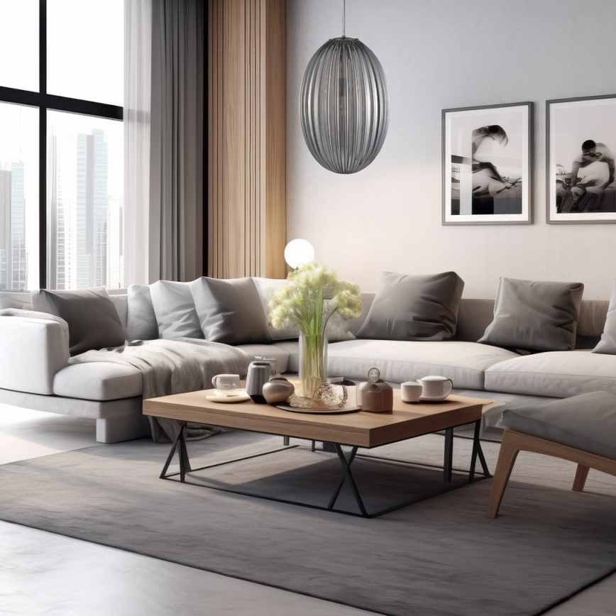 Lustra ar auklu BRAGA 1xE27/60W/230V pelēka