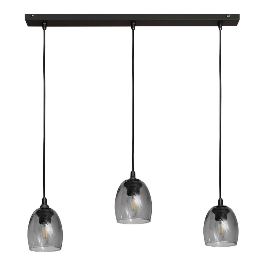 Lustra ar auklu BRILLANT 3xE27/15W/230V pelēka