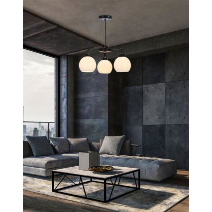 Lustra ar auklu CALDERA 3xE27/60W/230V melna