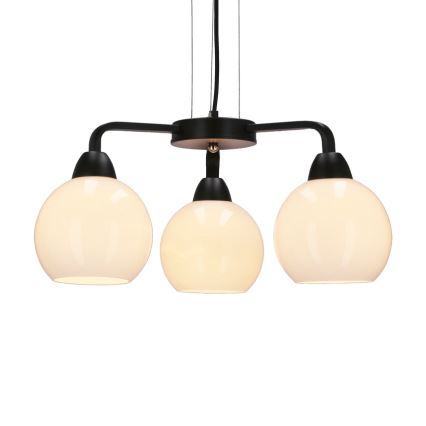 Lustra ar auklu CALDERA 3xE27/60W/230V melna