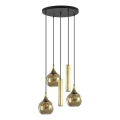 Lustra ar auklu CALYPSO 2xGU10/60W/230V + 3xE27/60W melna/zelta