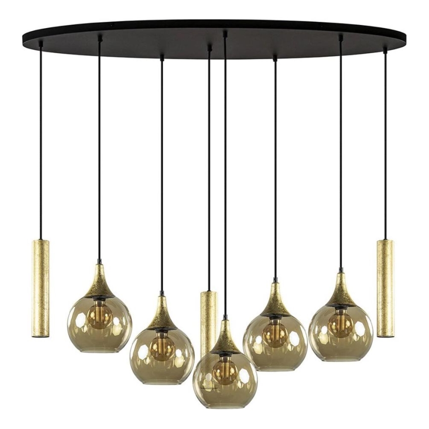 Lustra ar auklu CALYPSO 3xGU10/60W/230V + 5xE27/60W melna/zelta