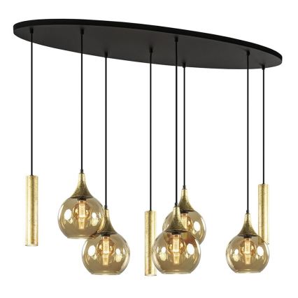 Lustra ar auklu CALYPSO 3xGU10/60W/230V + 5xE27/60W melna/zelta