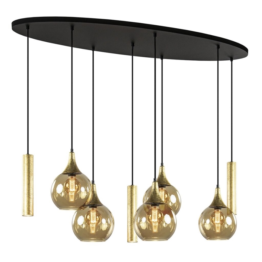 Lustra ar auklu CALYPSO 3xGU10/60W/230V + 5xE27/60W melna/zelta