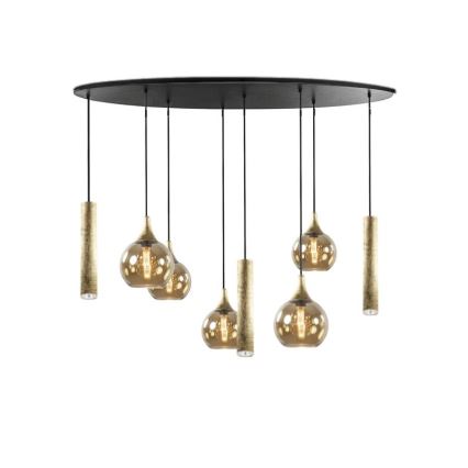Lustra ar auklu CALYPSO 3xGU10/60W/230V + 5xE27/60W melna/zelta