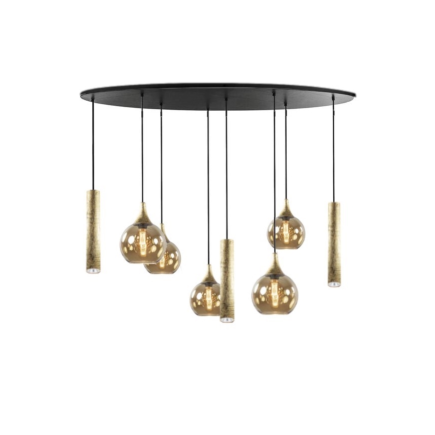 Lustra ar auklu CALYPSO 3xGU10/60W/230V + 5xE27/60W melna/zelta