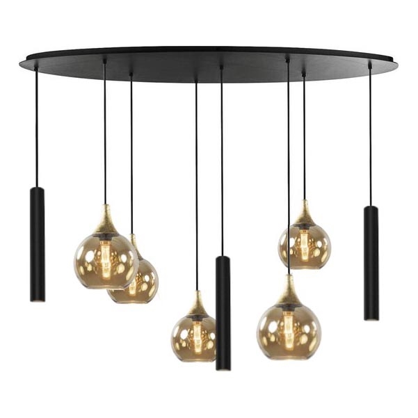 Lustra ar auklu CALYPSO 3xGU10/60W/230V + 5xE27/60W melna/zelta
