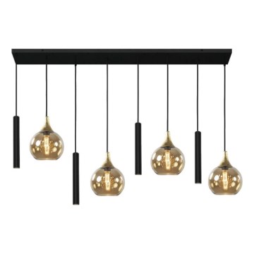 Lustra ar auklu CALYPSO 4xGU10/60W/230V + 4xE27/60W melna/zelta