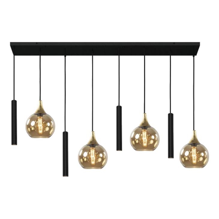 Lustra ar auklu CALYPSO 4xGU10/60W/230V + 4xE27/60W melna/zelta