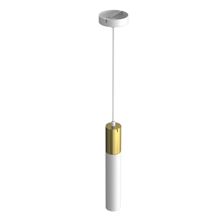 Lustra ar auklu CASSA 1xGU10/8W/230V balta/zeltaina
