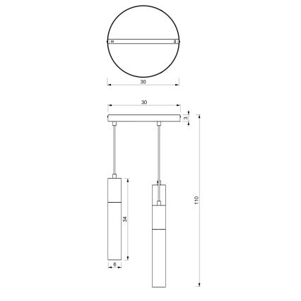 Lustra ar auklu CASSA 3xGU10/8W/230V balta