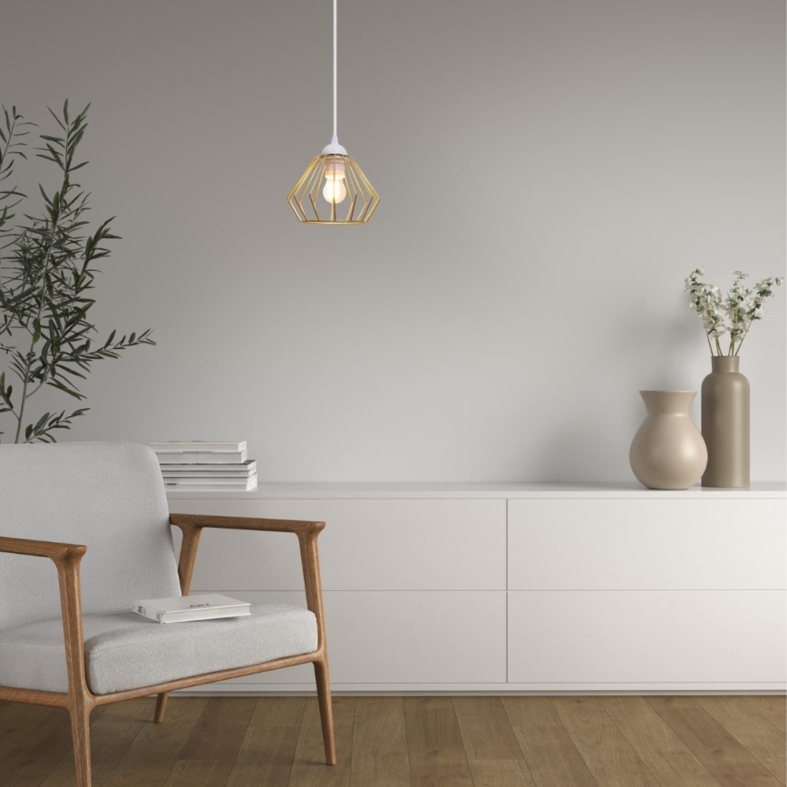 Lustra ar auklu CEED GOLD 1xE27/60W/230V d. 17,5 cm balta/zelta