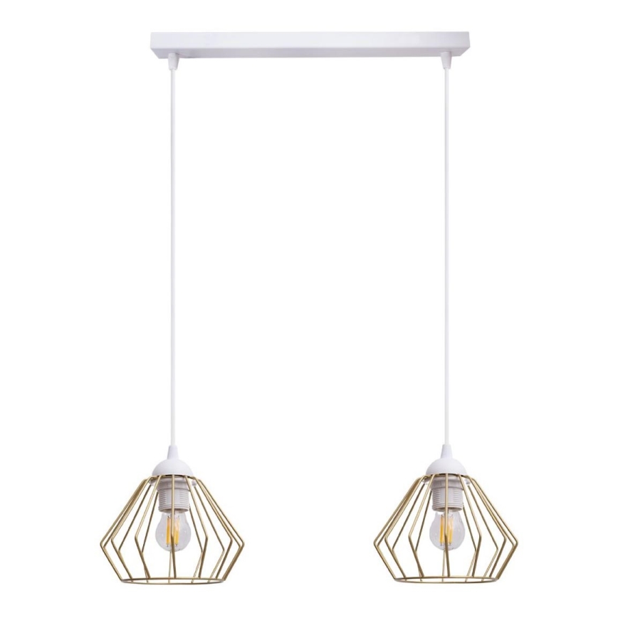 Lustra ar auklu CEED GOLD 2xE27/60W/230V balta/zelta