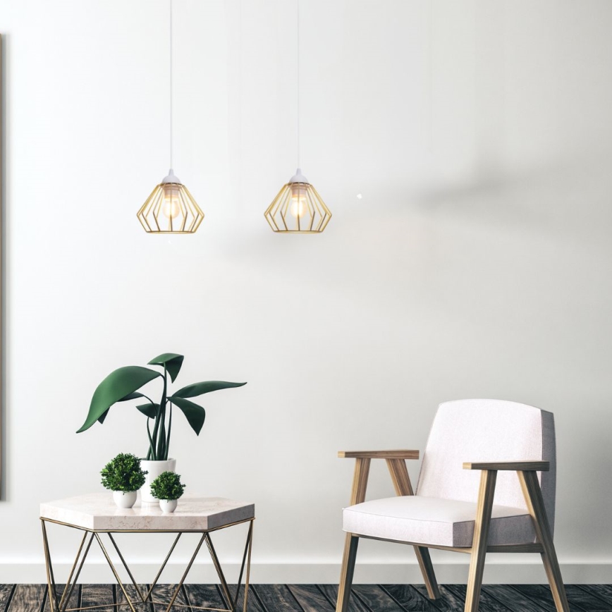 Lustra ar auklu CEED GOLD 2xE27/60W/230V balta/zelta