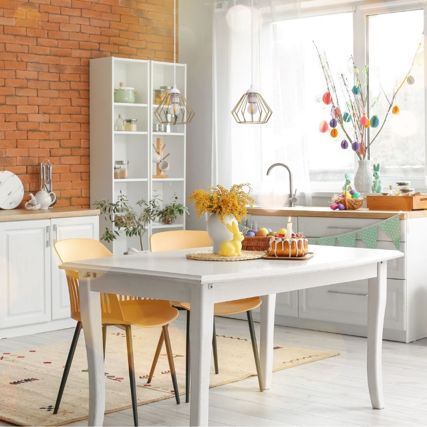 Lustra ar auklu CEED GOLD 2xE27/60W/230V balta/zelta