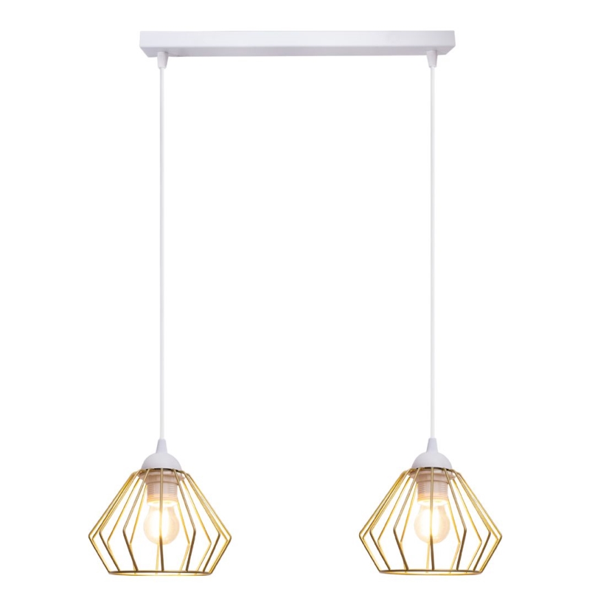 Lustra ar auklu CEED GOLD 2xE27/60W/230V balta/zelta