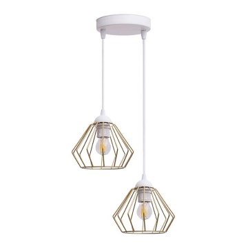 Lustra ar auklu CEED GOLD 2xE27/60W/230V d. 28 cm balta/zelta