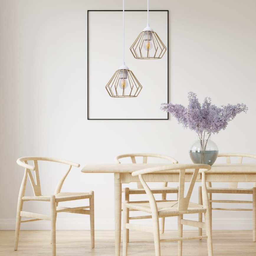 Lustra ar auklu CEED GOLD 2xE27/60W/230V d. 28 cm balta/zelta