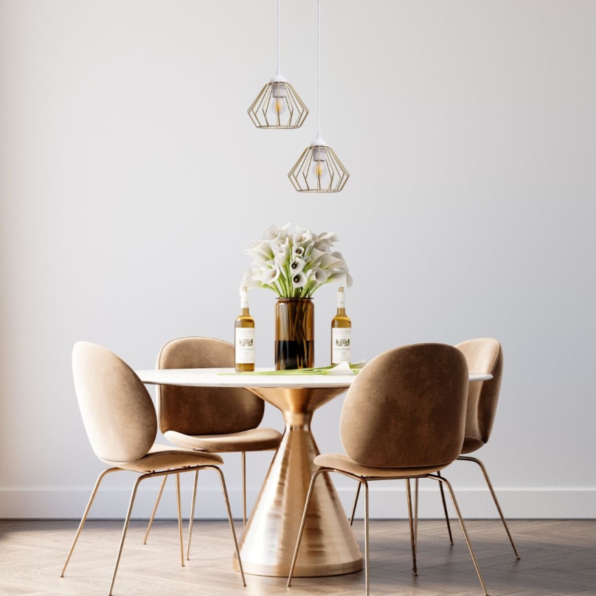 Lustra ar auklu CEED GOLD 2xE27/60W/230V d. 28 cm balta/zelta