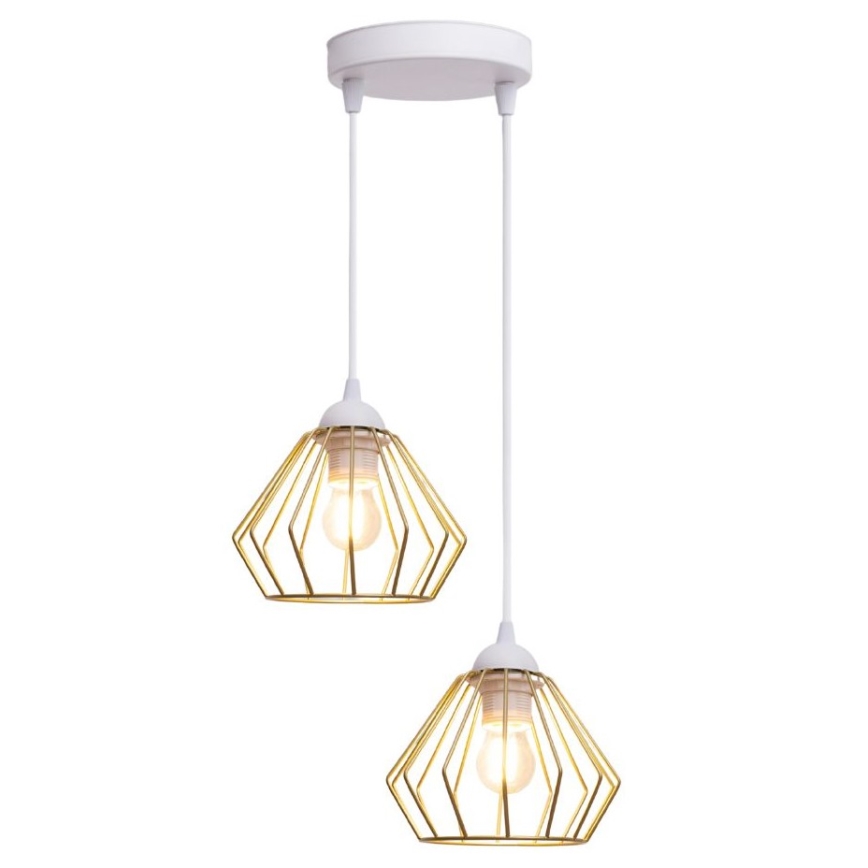 Lustra ar auklu CEED GOLD 2xE27/60W/230V d. 28 cm balta/zelta