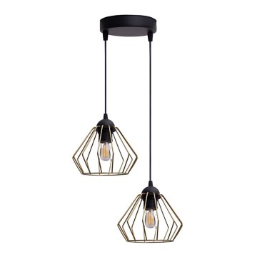 Lustra ar auklu CEED GOLD 2xE27/60W/230V d. 28 cm melna/zelta