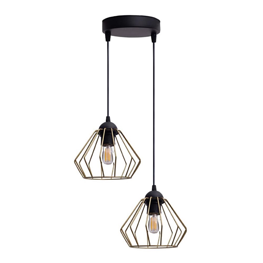 Lustra ar auklu CEED GOLD 2xE27/60W/230V d. 28 cm melna/zelta