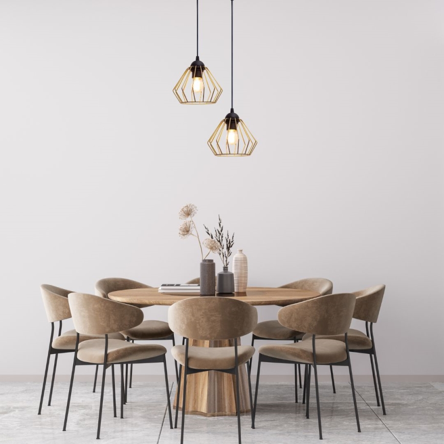 Lustra ar auklu CEED GOLD 2xE27/60W/230V d. 28 cm melna/zelta