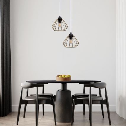 Lustra ar auklu CEED GOLD 2xE27/60W/230V d. 28 cm melna/zelta