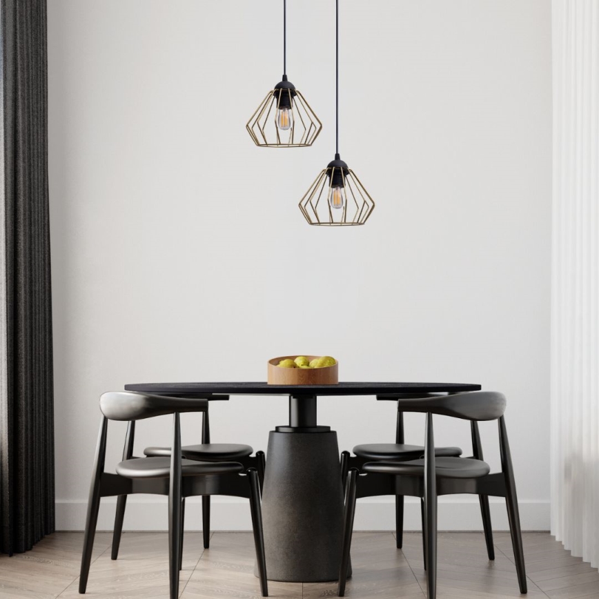 Lustra ar auklu CEED GOLD 2xE27/60W/230V d. 28 cm melna/zelta