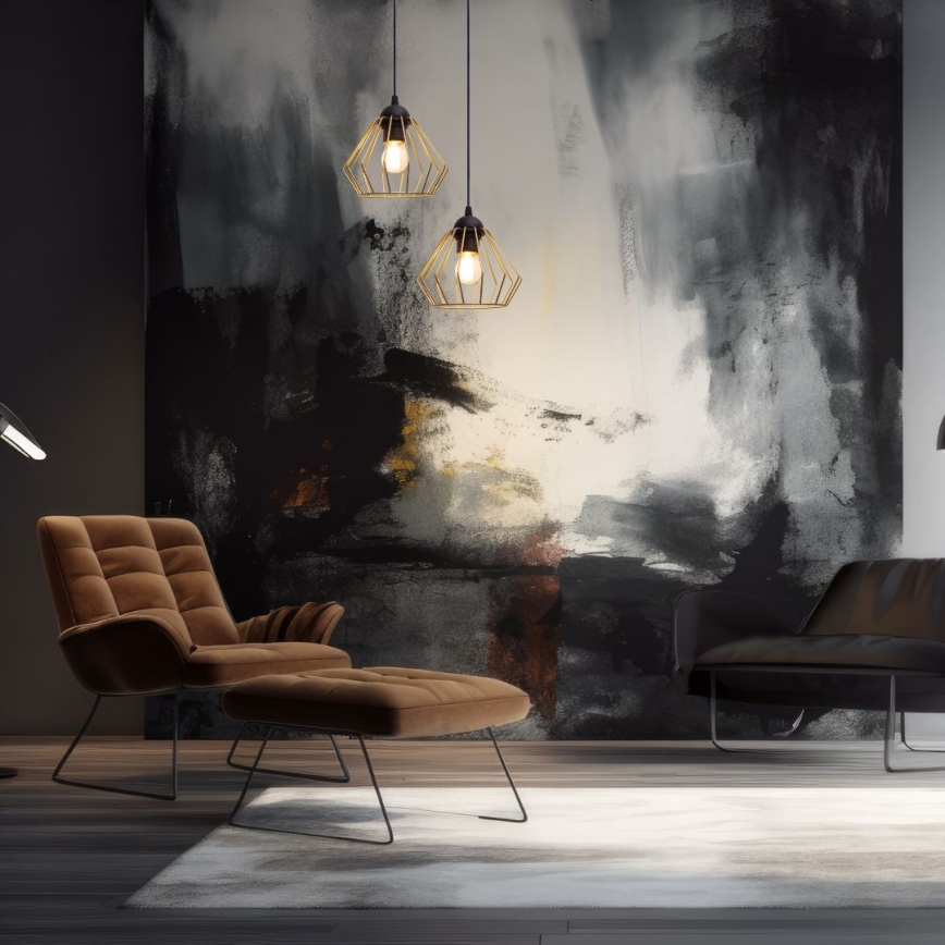 Lustra ar auklu CEED GOLD 2xE27/60W/230V d. 28 cm melna/zelta