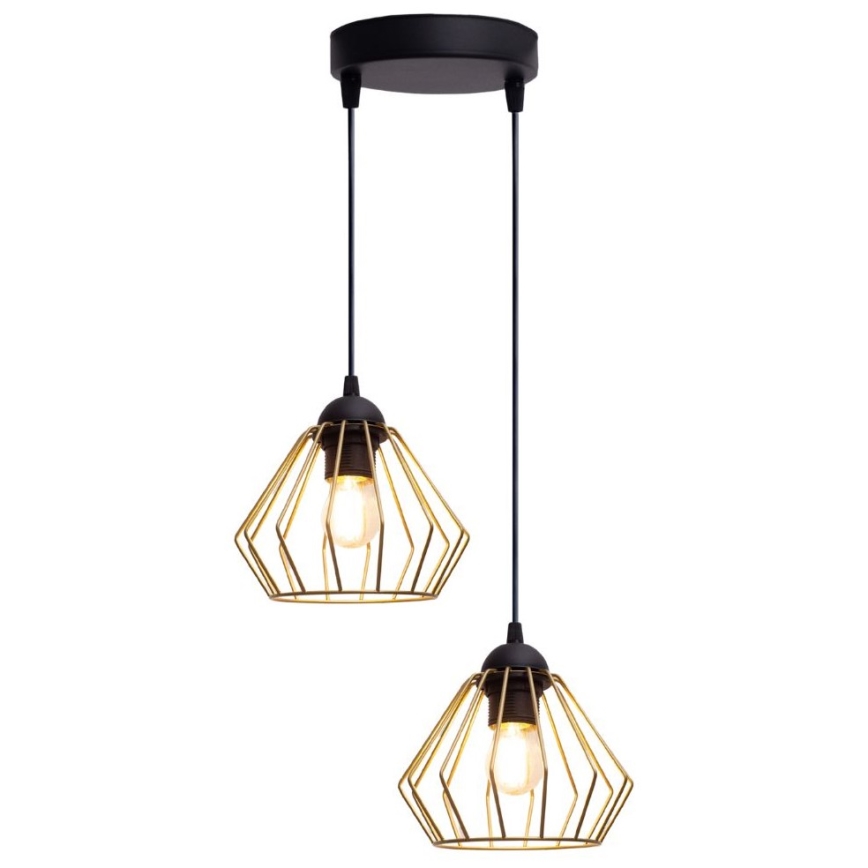Lustra ar auklu CEED GOLD 2xE27/60W/230V d. 28 cm melna/zelta