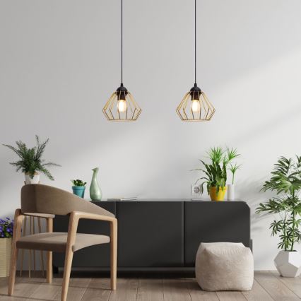 Lustra ar auklu CEED GOLD 2xE27/60W/230V melna/zelta