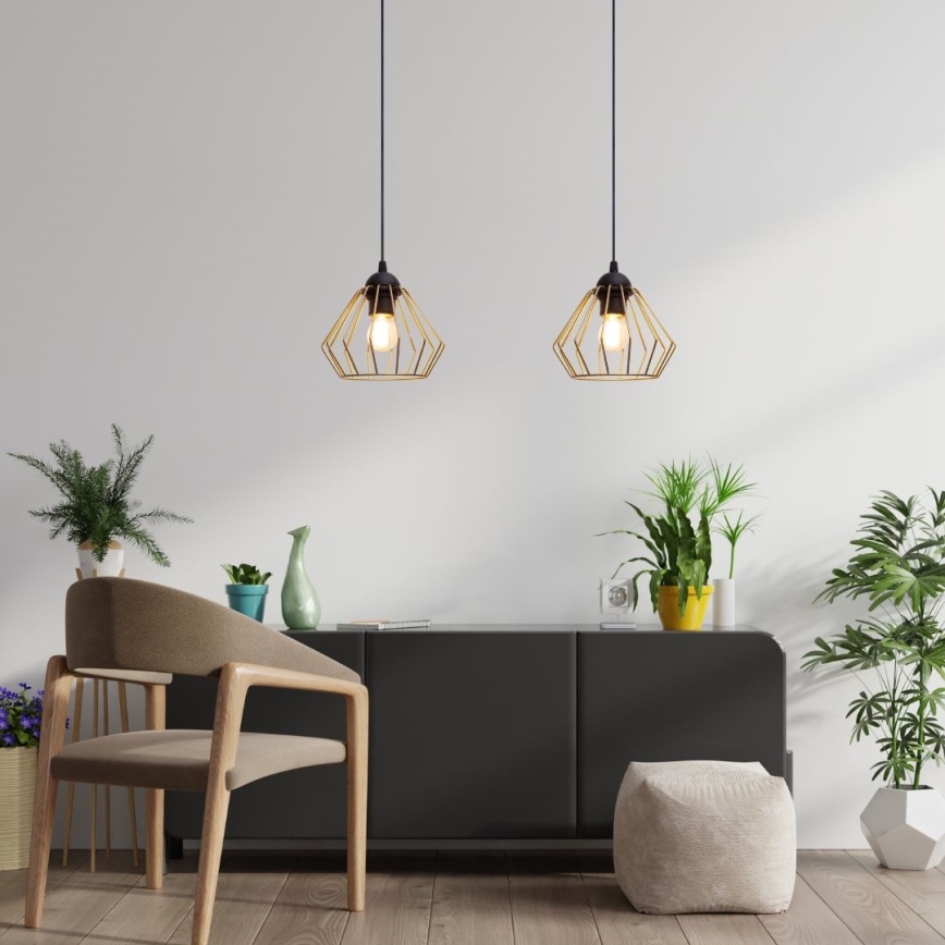 Lustra ar auklu CEED GOLD 2xE27/60W/230V melna/zelta