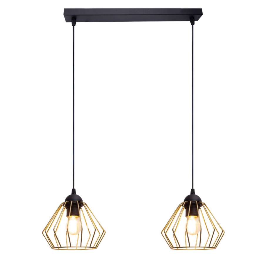 Lustra ar auklu CEED GOLD 2xE27/60W/230V melna/zelta